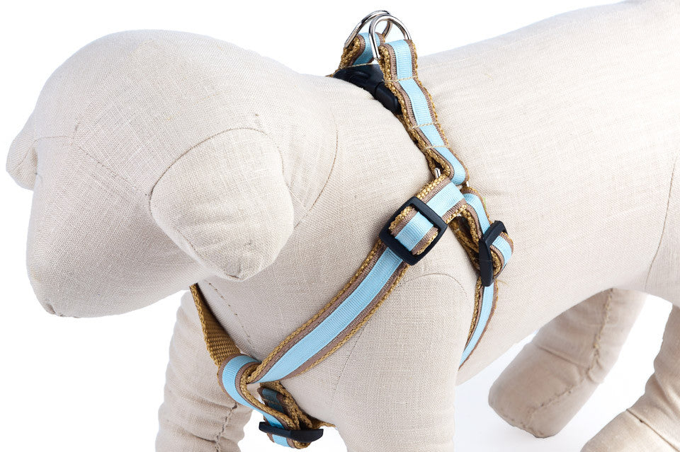 Tan/Light Blue Stripe Dog Harness - 307