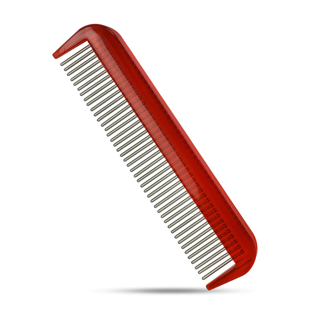 5" Cat Comb with Narrow Spaced Rotating Stainless-Steel Pins for effective dematting and grooming. Vet Recommended - Ferrari Red image