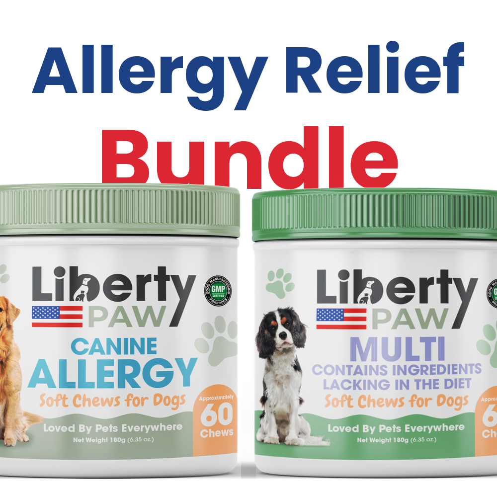 Allergy Relief Bundle graphic showing Canine Allergy and Canine Multi soft chew jars side by side