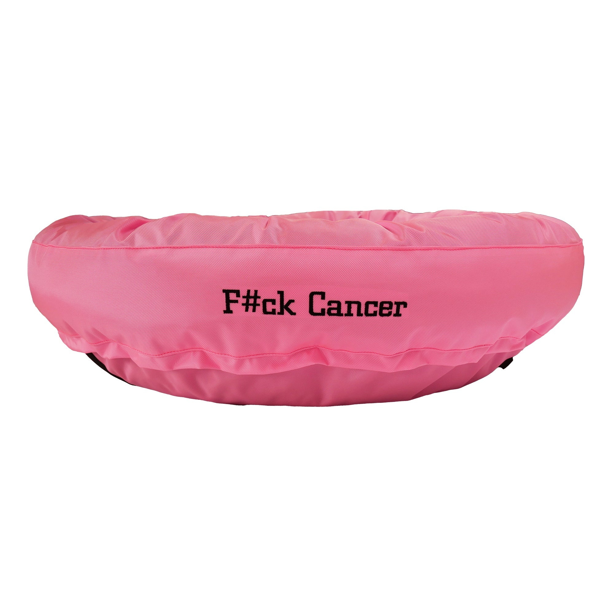 American Dog Dog Beds Dog and Cat Bed Round Bolster Armor™ 'F#ck Cancer'