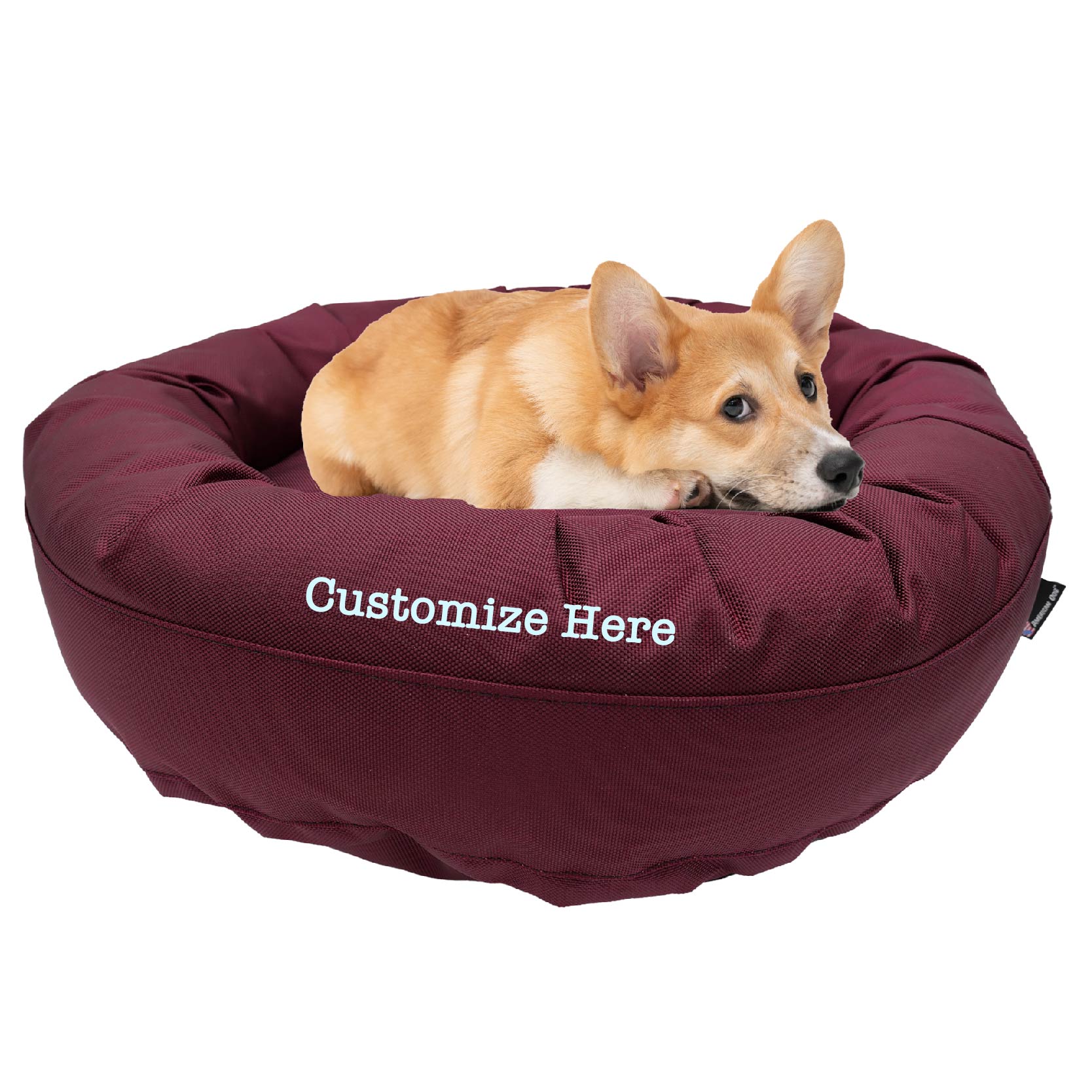 American Dog Dog Beds Dog Bed Round Bolster Armor™ 'Happy Pawlidays'