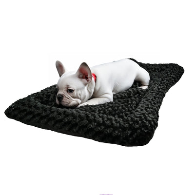 Rectangular bolster dog bed with a padded rim and soft cushioned base