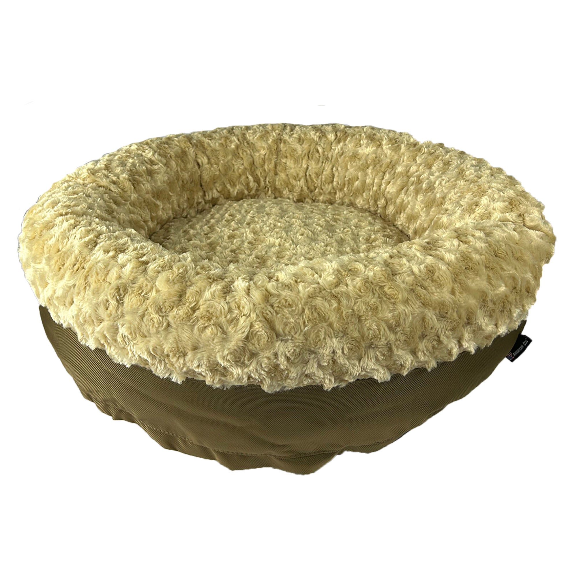 American Dog Dog Beds Small (25" outer diameter 16" inner diameter) / Camel Dog Bed Round Bolster Furvana™