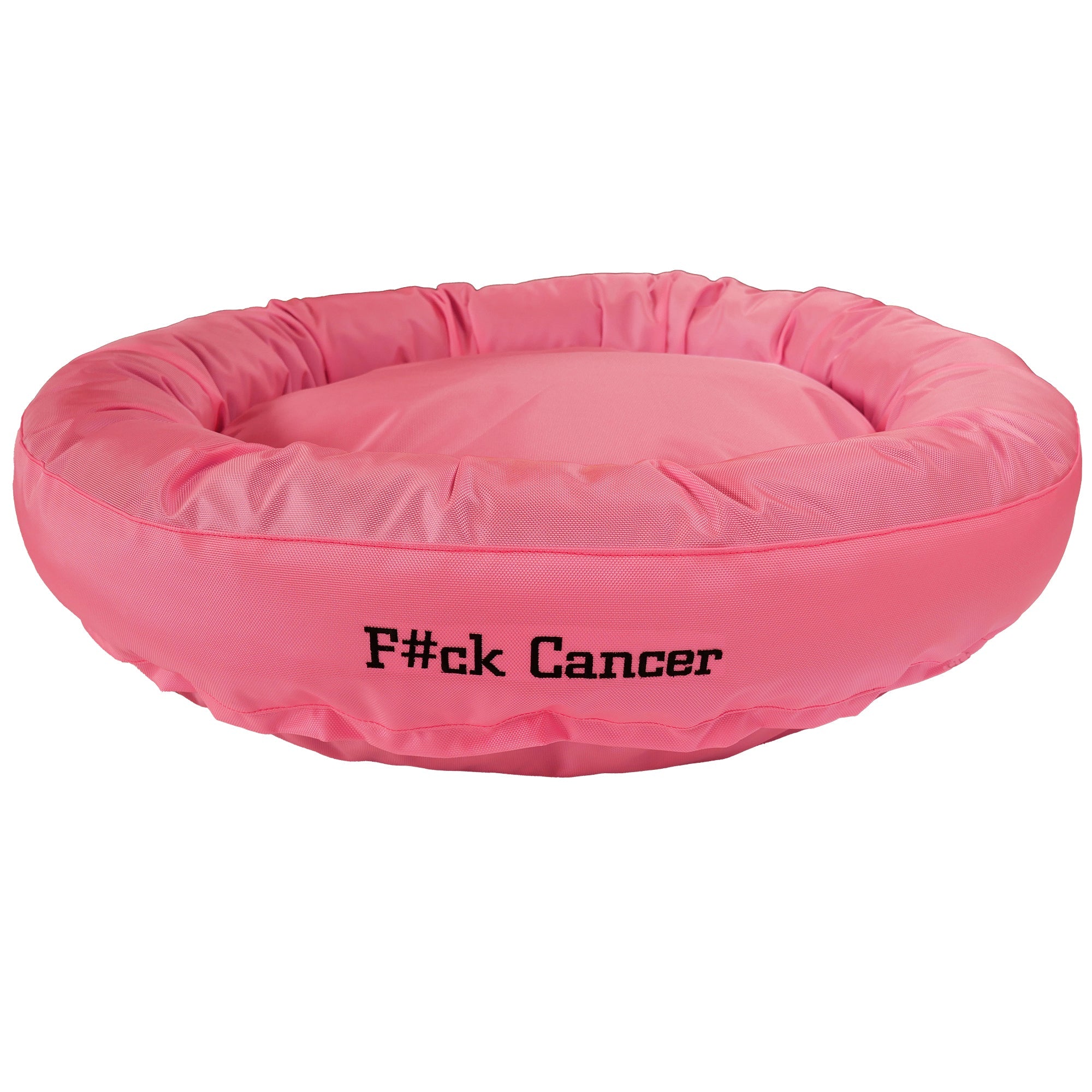 American Dog Dog Beds Small (25" outer diameter 16" inner diameter) Dog and Cat Bed Round Bolster Armor™ 'F#ck Cancer'