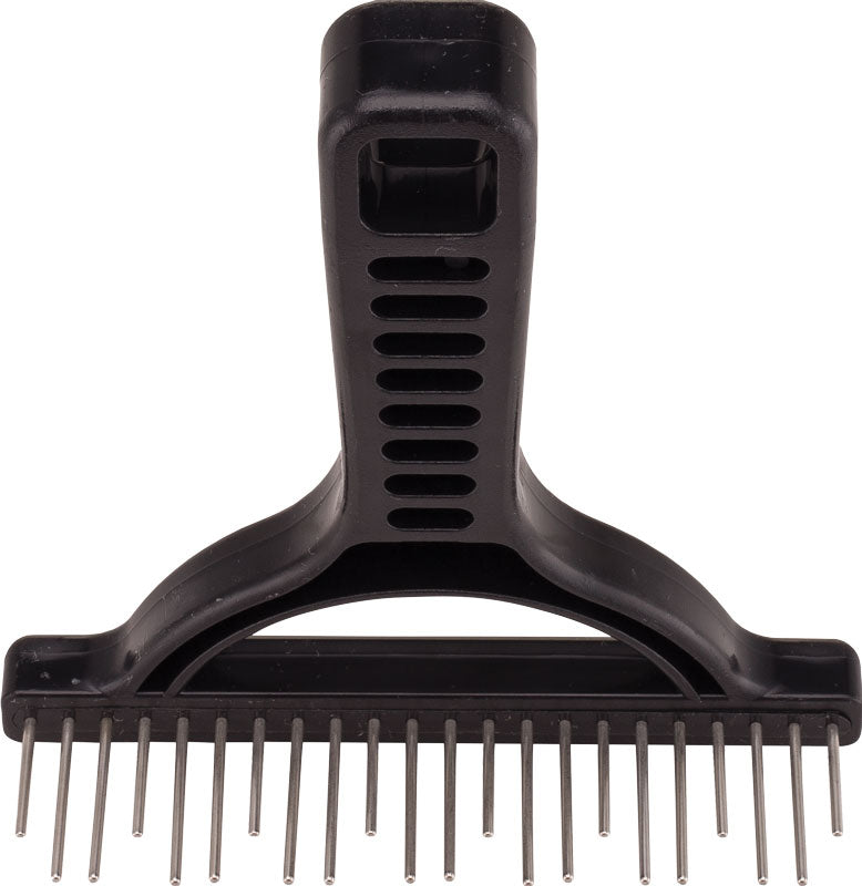 Shedding Rake with Staggered Stainless-Steel Rotating Teeth. Best for Thick Coated Breeds #1 Rake - Classic Black image