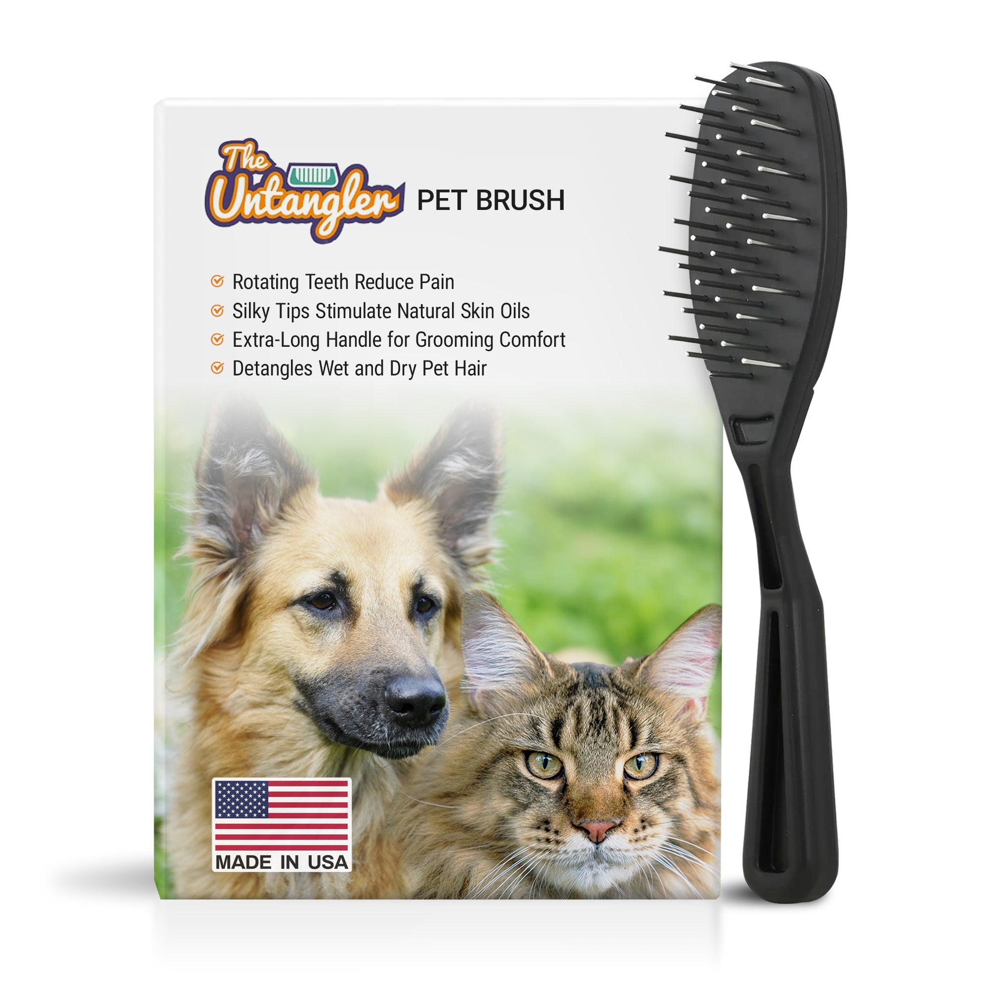 Professional Pet Brush with Stainless-Steel Rotating Teeth detangles wet or dry image 0
