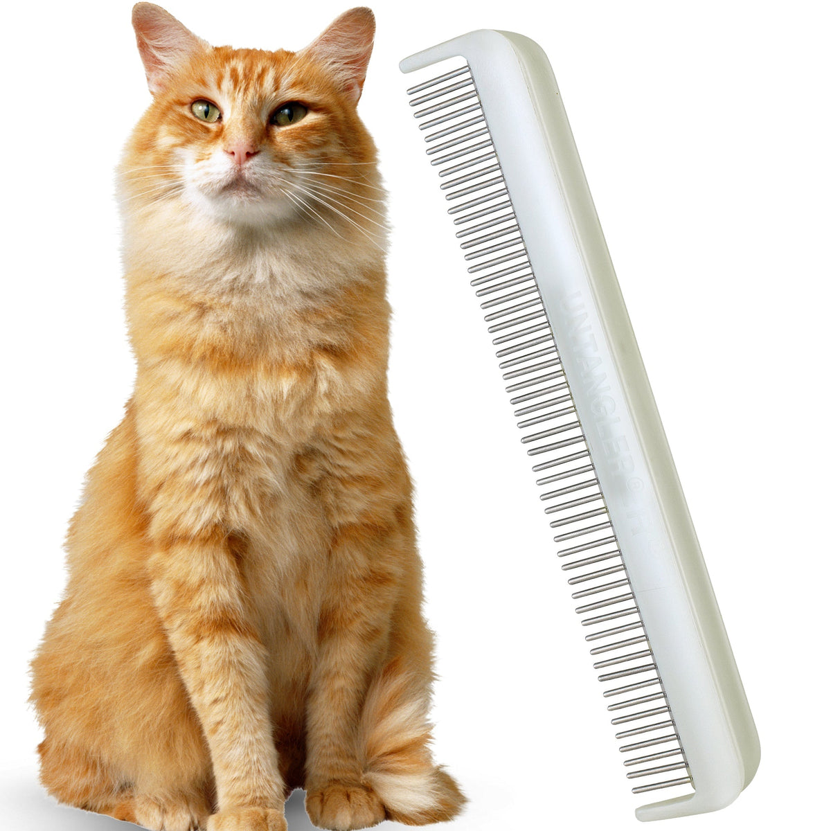 LIBERTY PAW  Cat Comb Dual-Spaced Stainless-Steel Rotating Teeth for detangling and grooming. Vet Recommended!