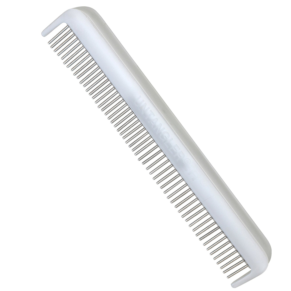 LIBERTY PAW  Pearl White Cat Comb Dual-Spaced Stainless-Steel Rotating Teeth for detangling and grooming. Vet Recommended!