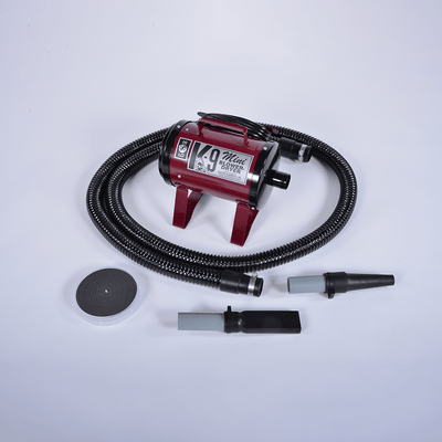 Burgundy MINI K-9 high velocity dog dryer with hose