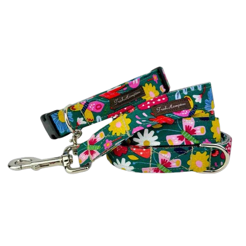 Trish Hampton Collar Trish Hampton Butterfly & Mushroom Floral Dog Collar | Made in USA