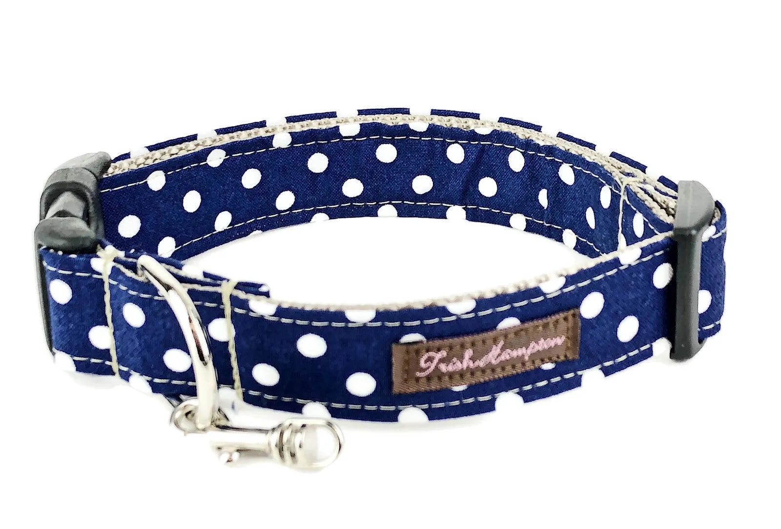 Trish Hampton Collar Trish Hampton Navy & White Polka Dot Dog Collar | Made in America