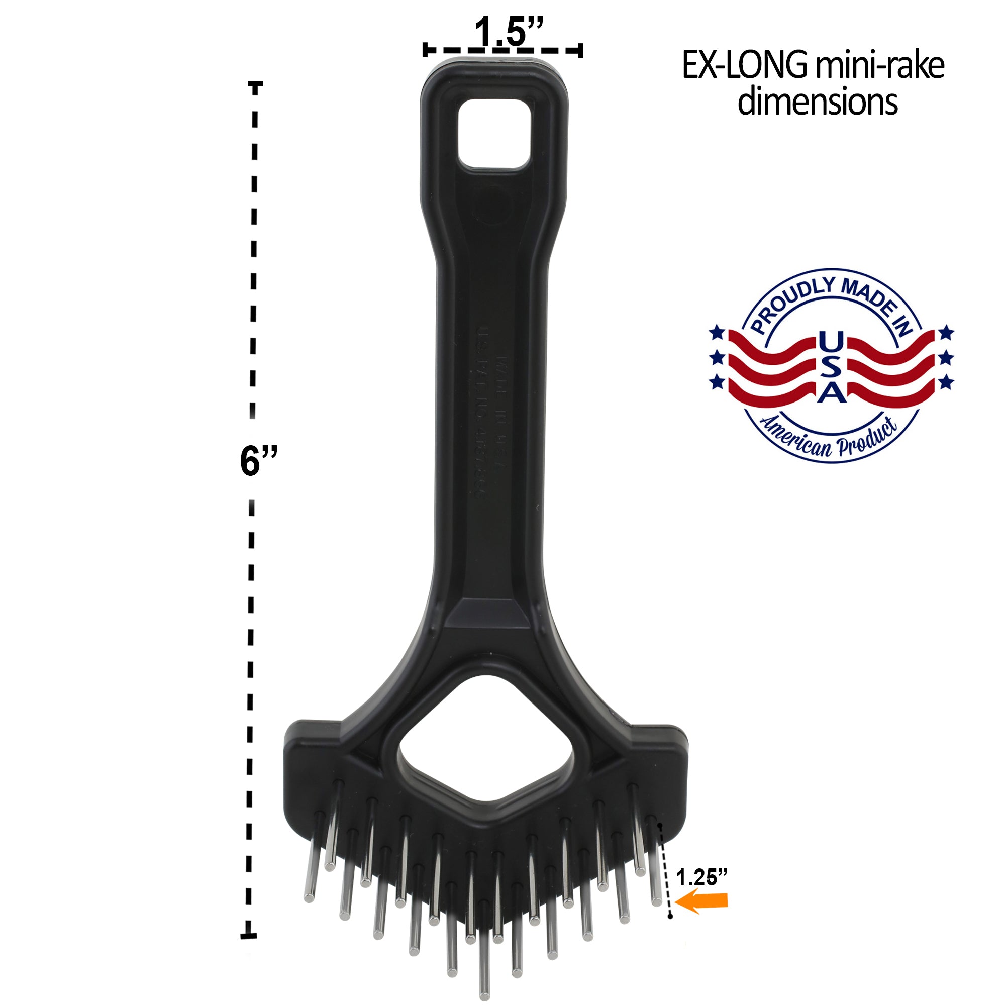Untangler grooming X-Long Tooth Mini Rake with 1.25" Dual-Row Teeth – Made in America